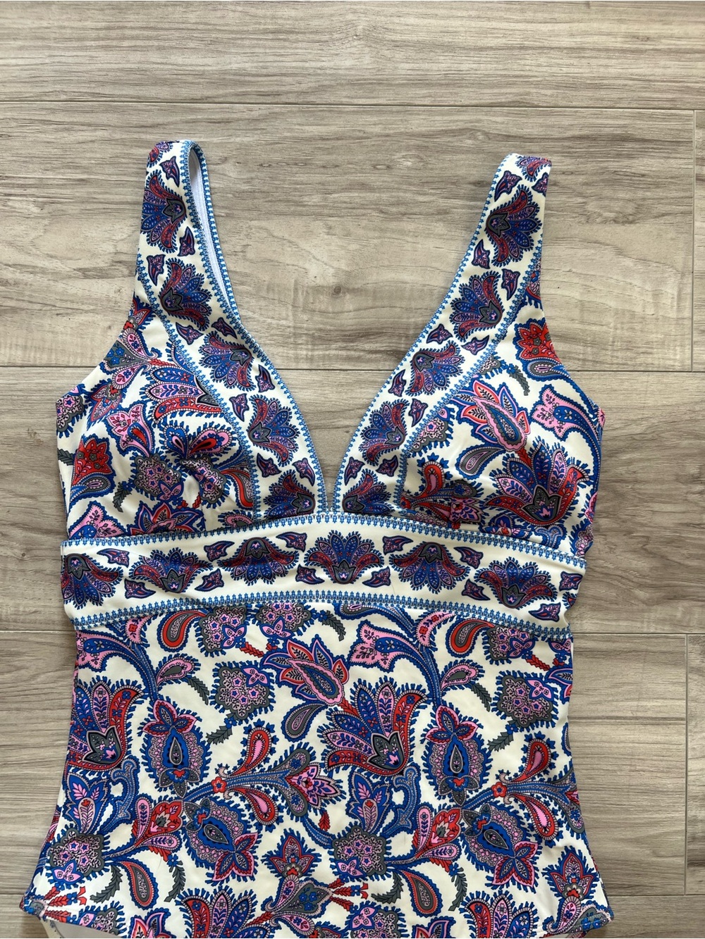Boden Porto V-neck One Piece Swimsuit Paisley Size 12L - Picture 5 of 9